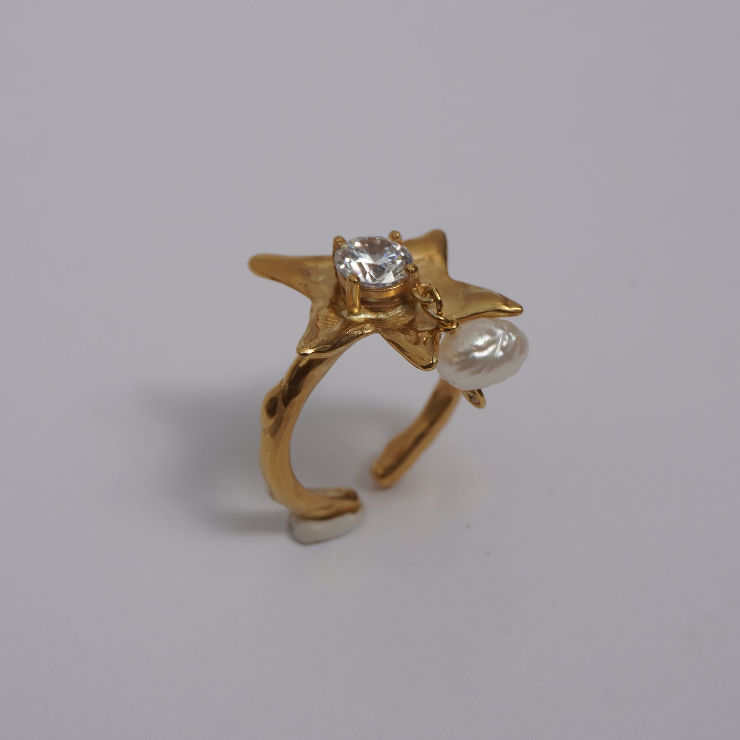 Astra Ring with a Stone and Natural Pearl