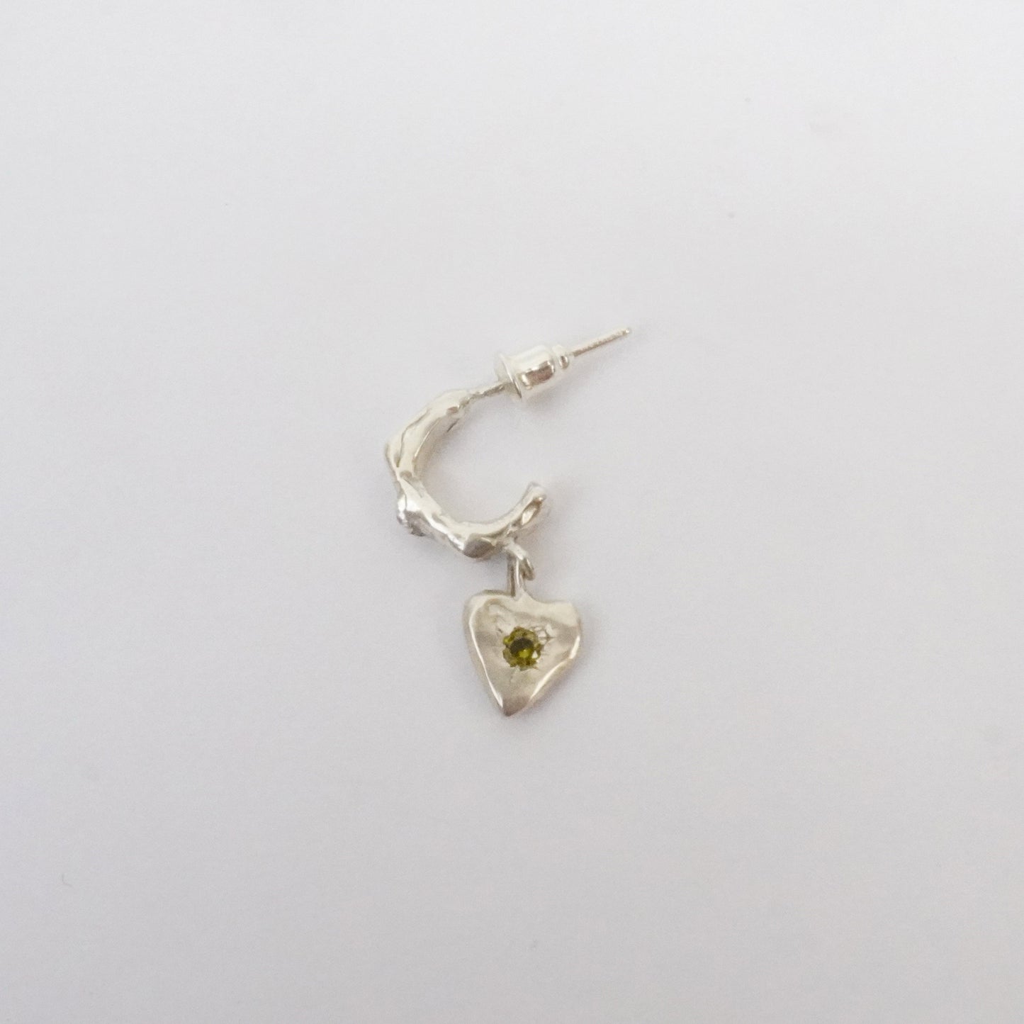 Love - Organic Hoop Drop Earring with Stone
