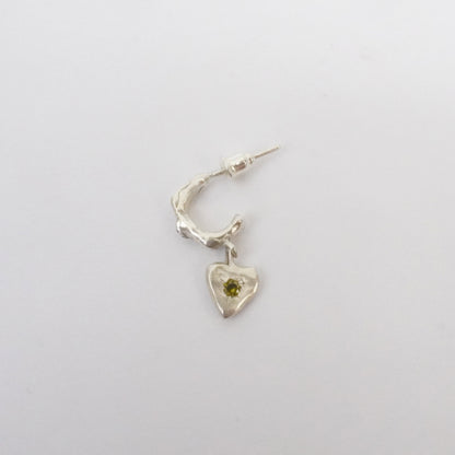 Love - Organic Hoop Drop Earring with Stone