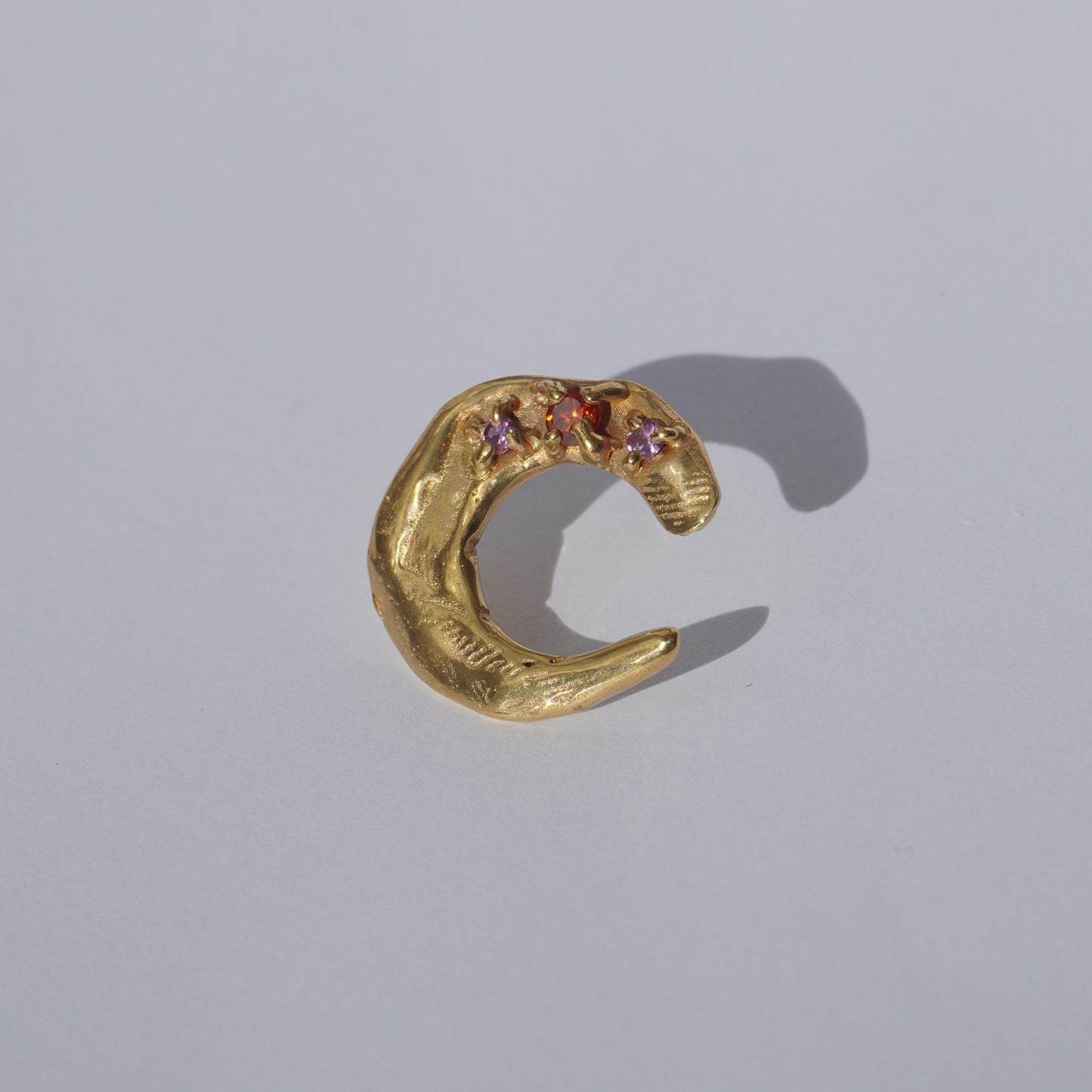 Echi iridescenti - Big Stud Earring Moon with Three Stones