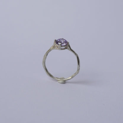 Silver Thin ring with Lavander Cubic Zirconia