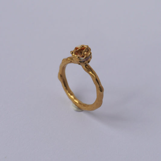 24k Gold Plated Organic Textured Ring with Porcelain