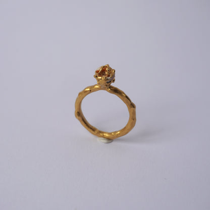 24k Gold Plated Organic Textured Ring with Porcelain