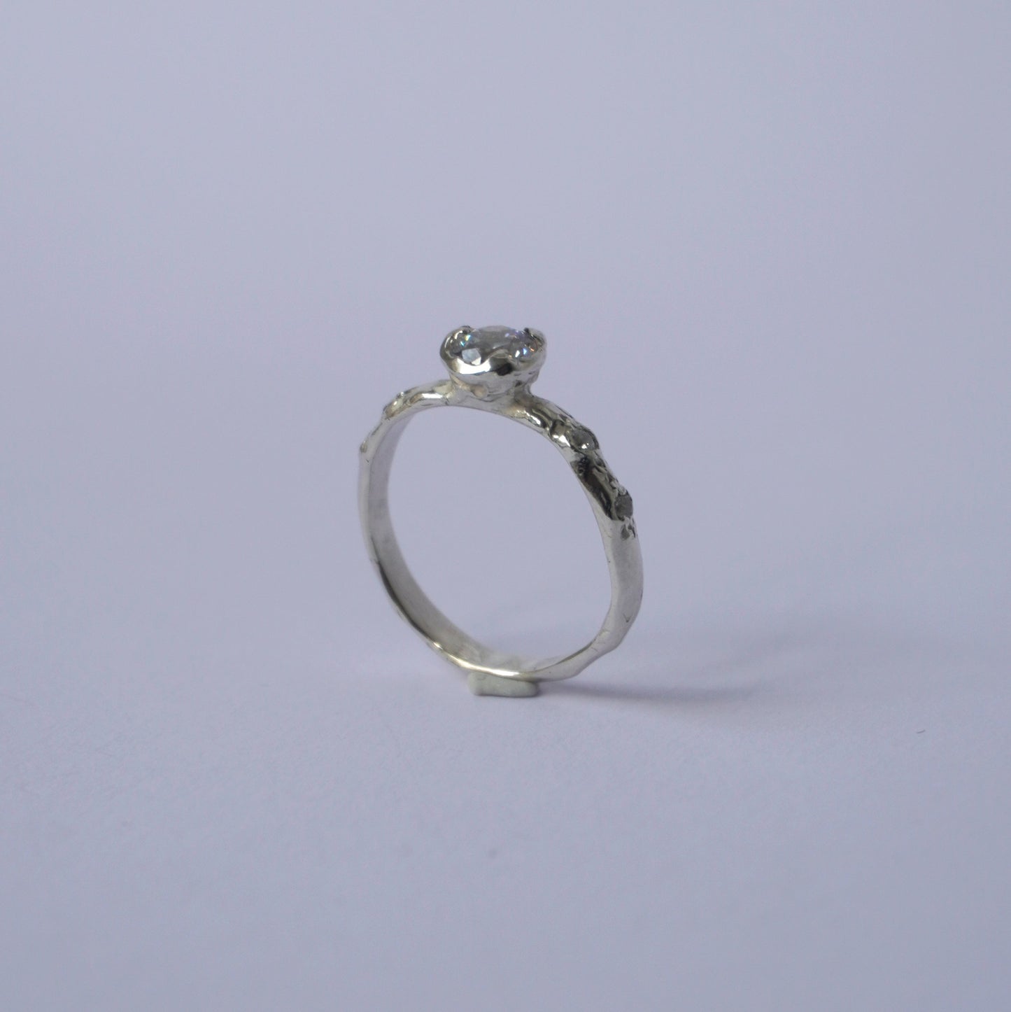 Silver Band with Solitaire Stone