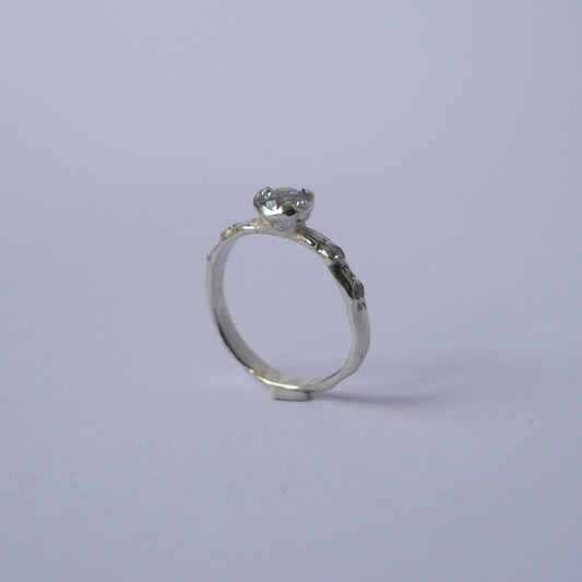 Silver Band with Solitaire Stone