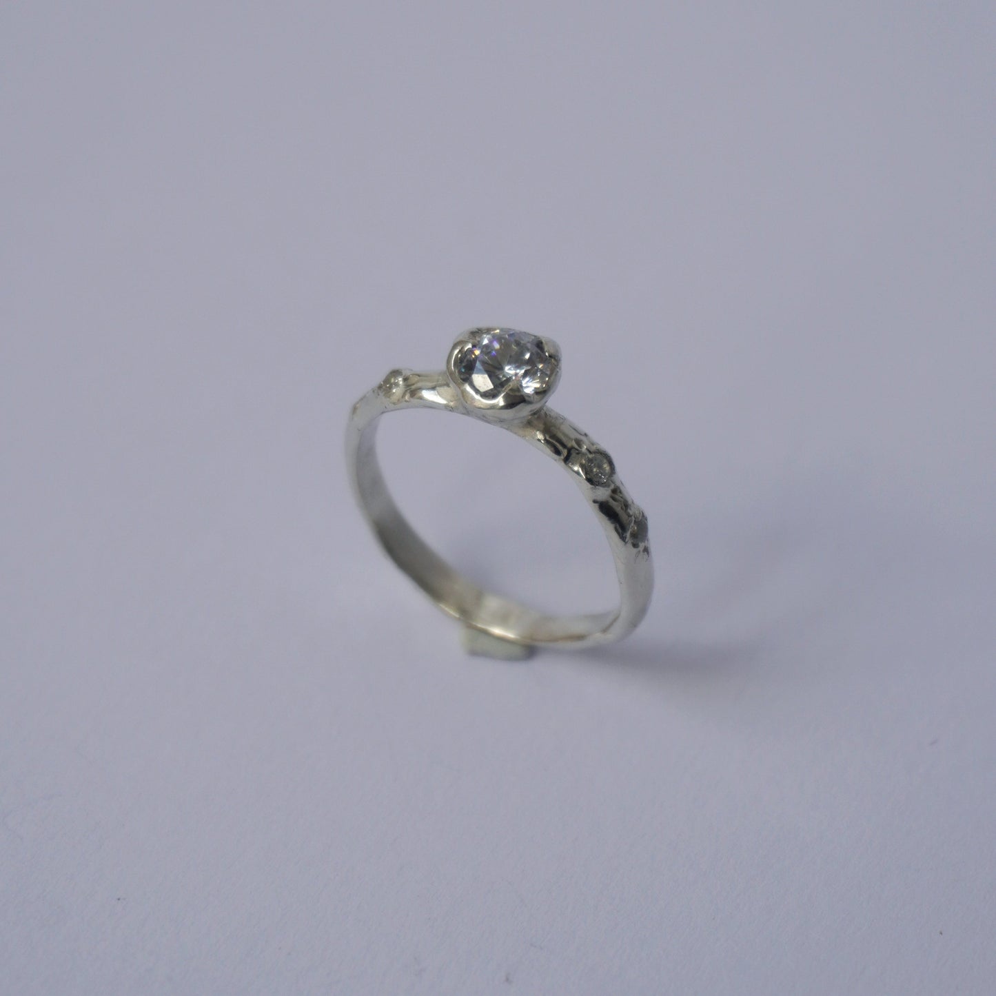 Silver Band with Solitaire Stone