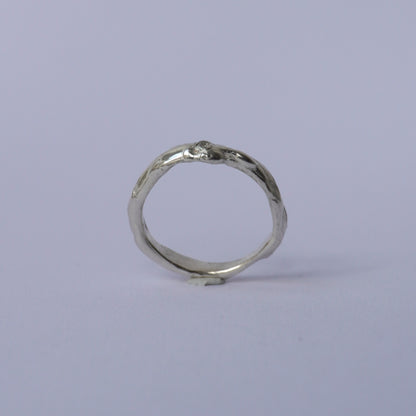 Silver Organic Band with Stone  – Unique Piece