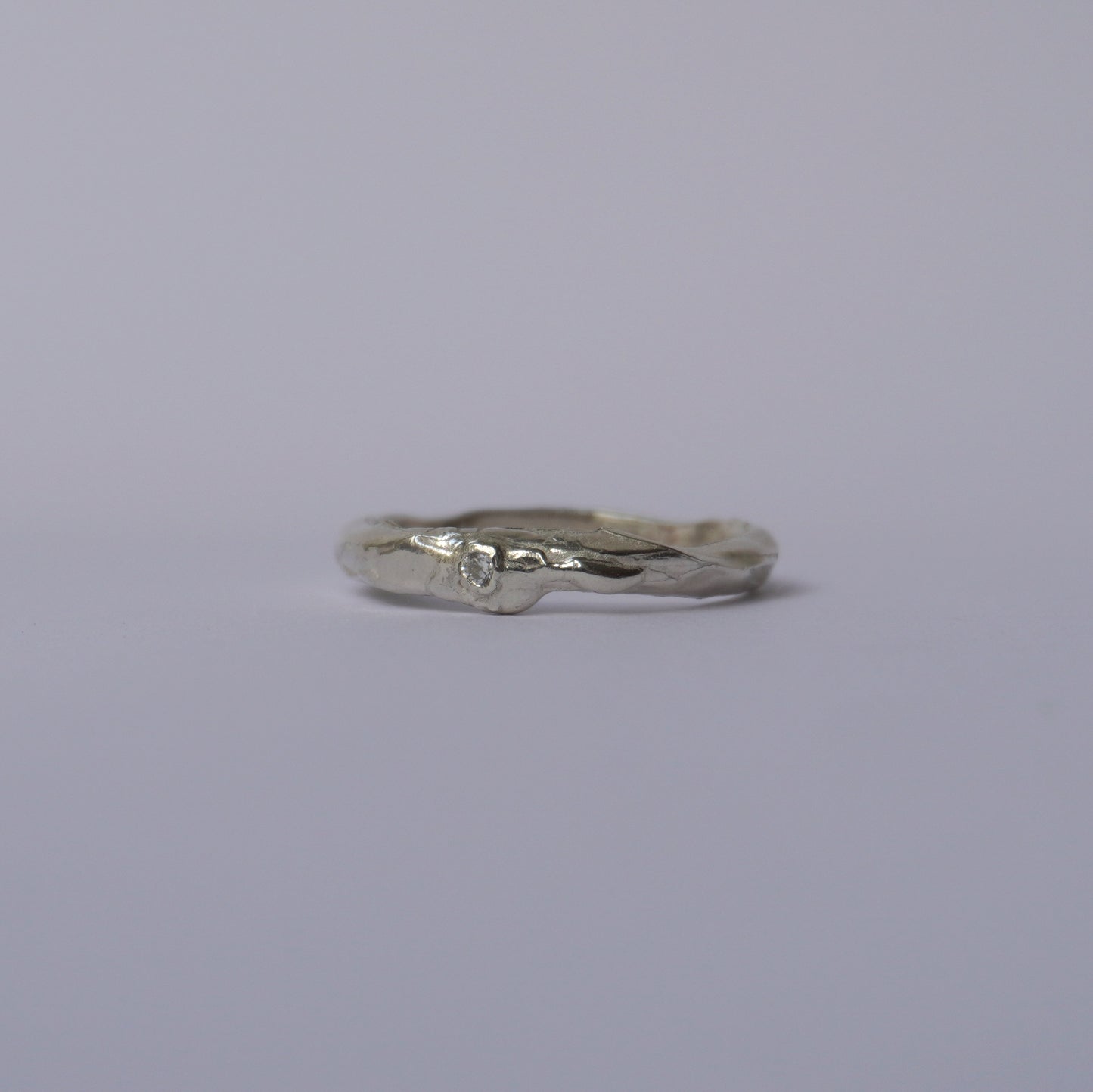 Silver Organic Band with Stone  – Unique Piece