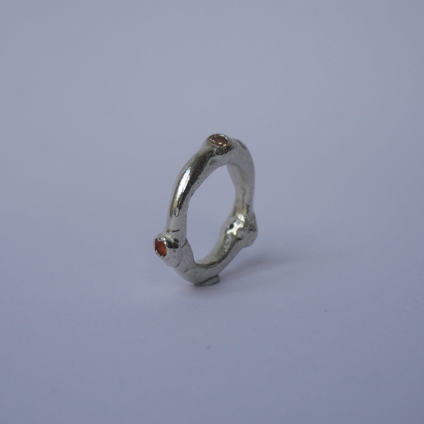 Silver Chunky Ring with three Cubic Zirconia - Unique Piece