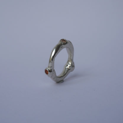 Silver Chunky Ring with three Cubic Zirconia - Unique Piece