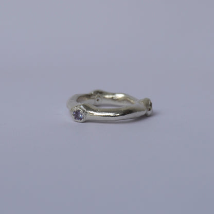 Silver Chunky Ring with three Cubic Zirconia - Unique Piece