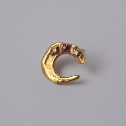 Echi iridescenti - Big Stud Earring Moon with Three Stones