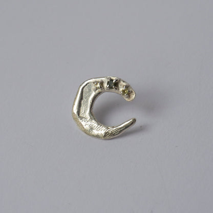 Echi iridescenti - Big Stud Earring Moon with Three Stones