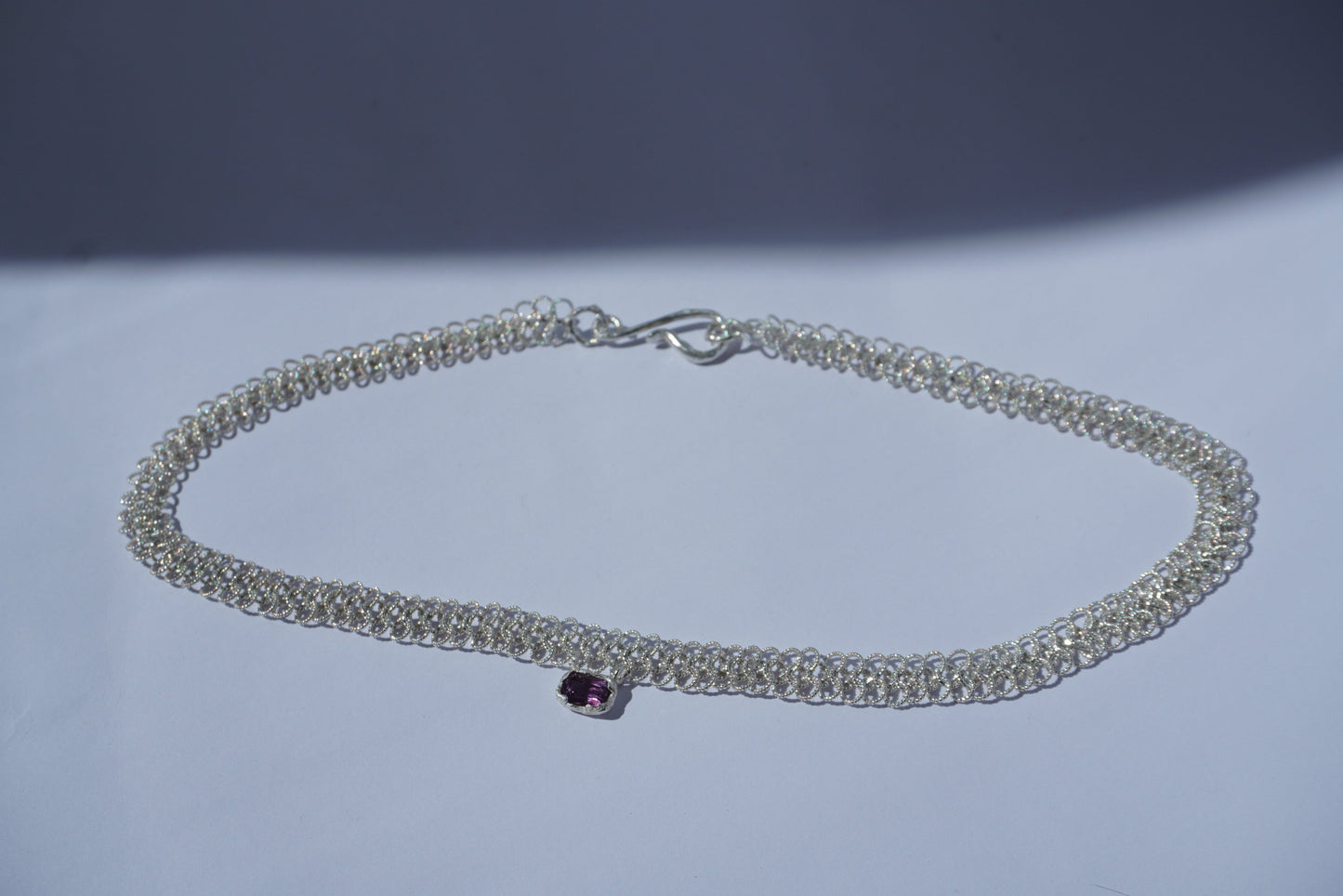 Silver necklace with Natural Sapphire for Felipa