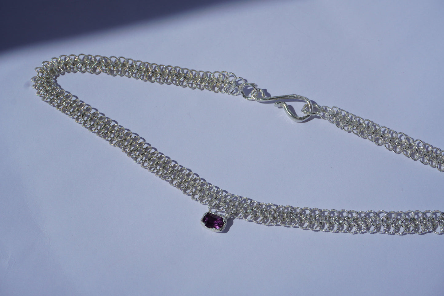 Silver necklace with Natural Sapphire for Felipa