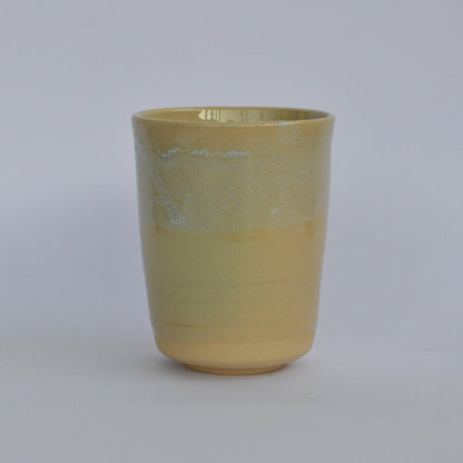 FLAT WHITE wheel-thrown ceramic cup 7/10. Handmade japanese design with delicate natural glaze touch