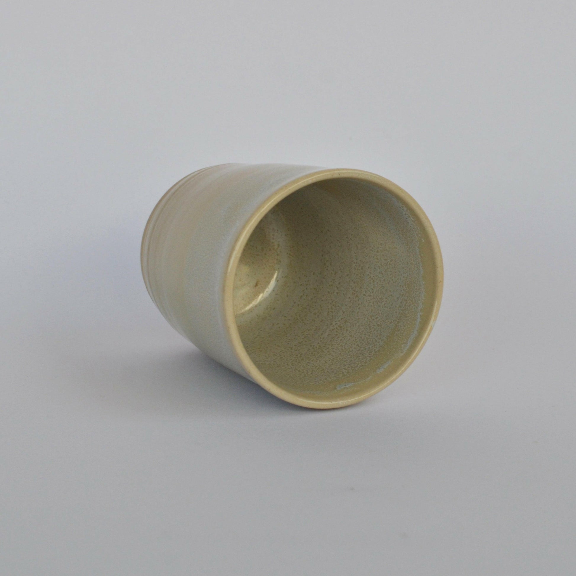 FLAT WHITE wheel-thrown ceramic cup 7/10. Handmade japanese design with delicate natural glaze touch