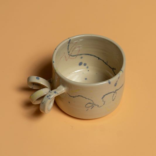 GIVE IT A TWIST handmade ceramics mug multicolor crayons and splashes