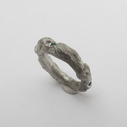 Silver Organic Ring with Jade Stones – Unique Piece