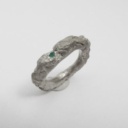 Silver Organic Ring with Jade Stones – Unique Piece