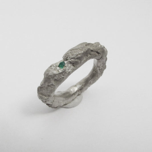Silver Organic Ring with Jade Stones – Unique Piece