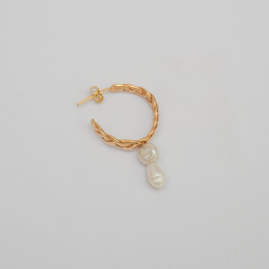 Braided hoop earring with pearl drops