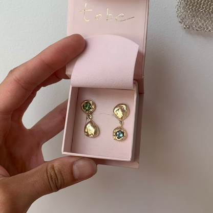 Gold earrings with natural Turmalines