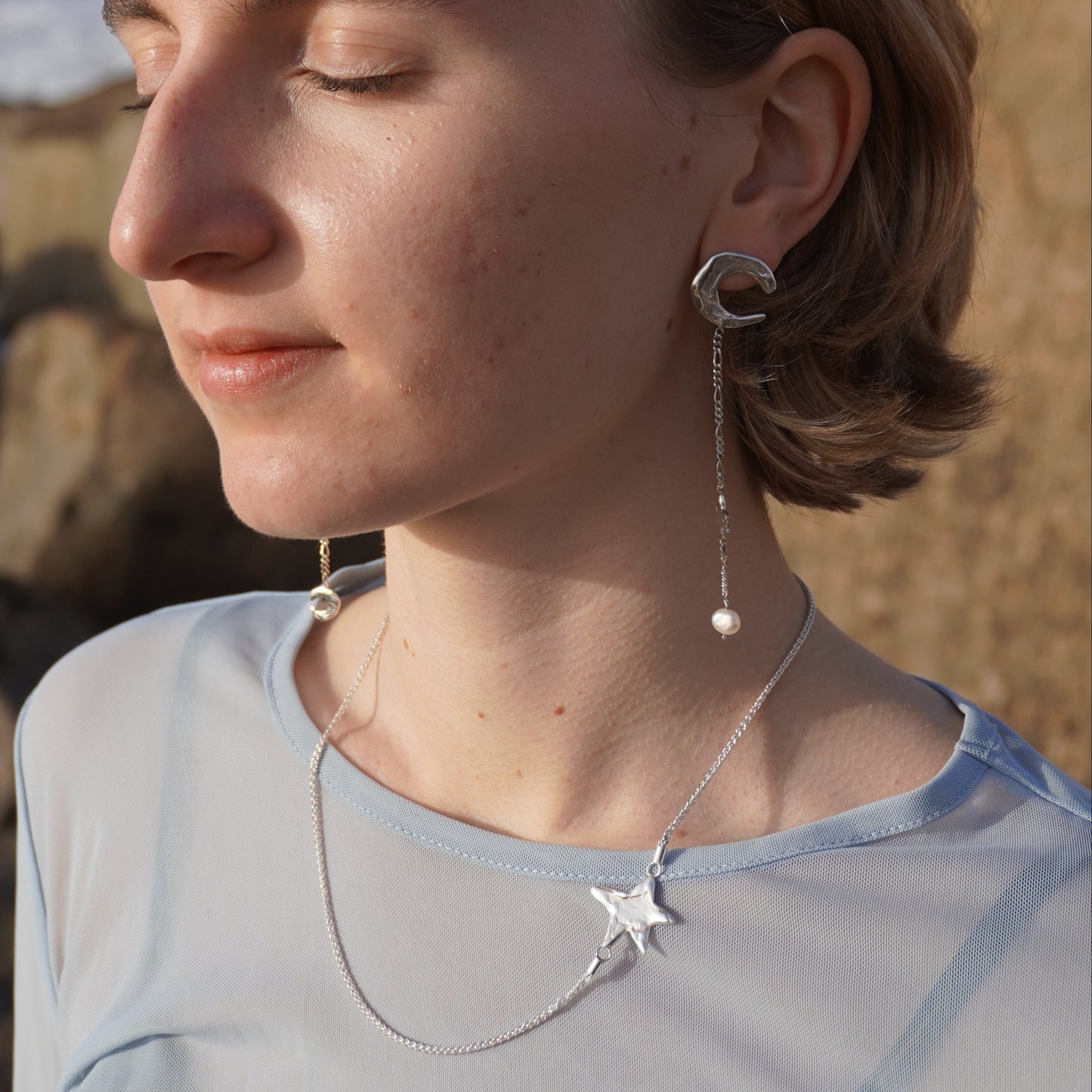 Bagliore Notturno - Moon Drop Stud Single Earring