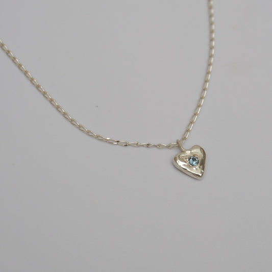 organic love necklace heart pendant silver stone