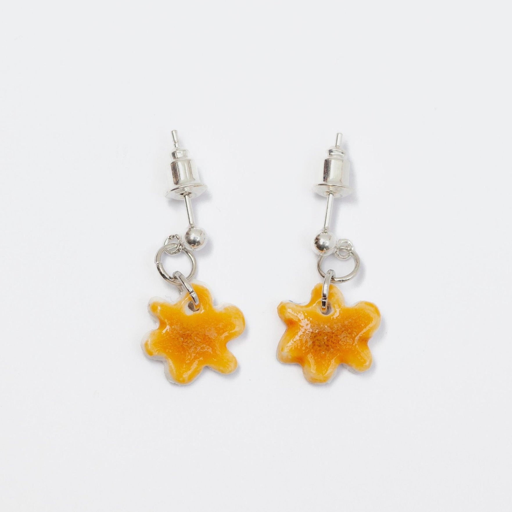 kindness porcelain earrings flower silver orange