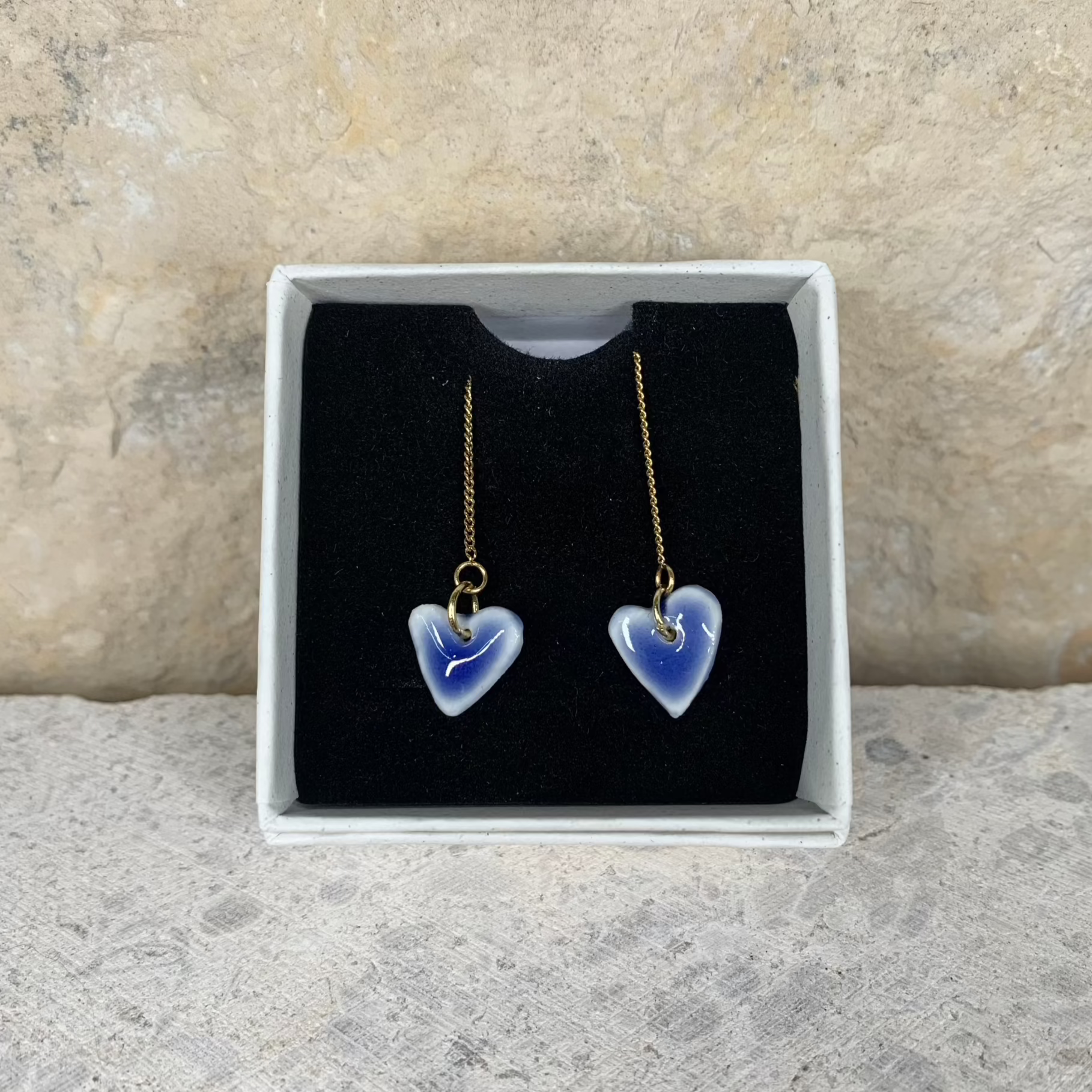 love porcelain earring heart blue