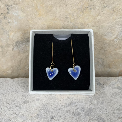 love porcelain earring heart blue