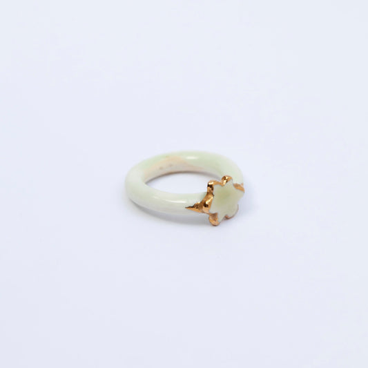 organic porcelain ring kindness gold flower