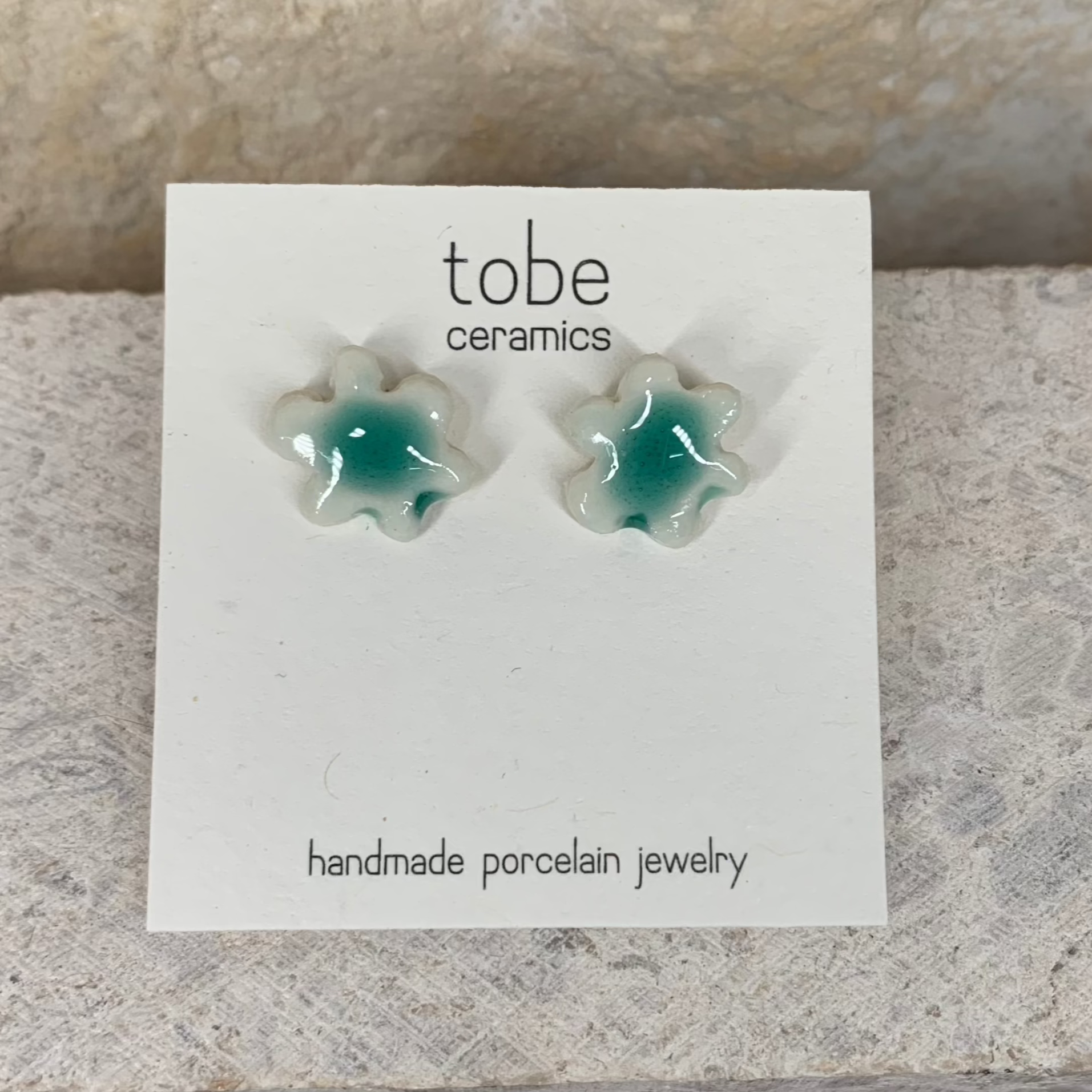 organic porcelain stud earring kindness flower green 