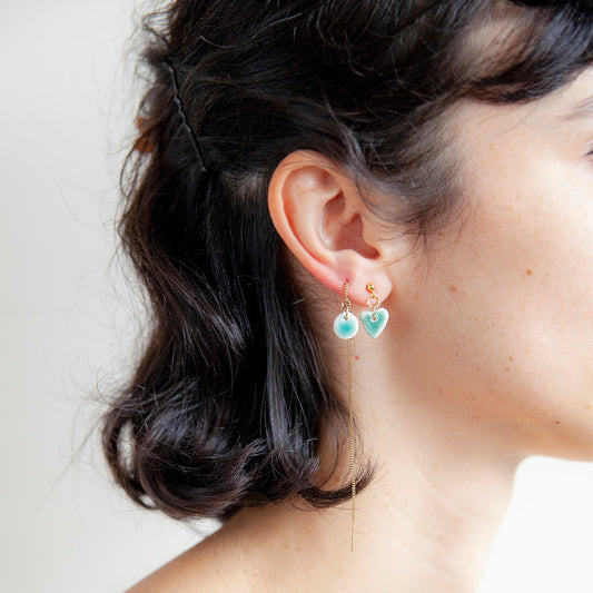 organic simplicity porcelain earring turquoise heart round