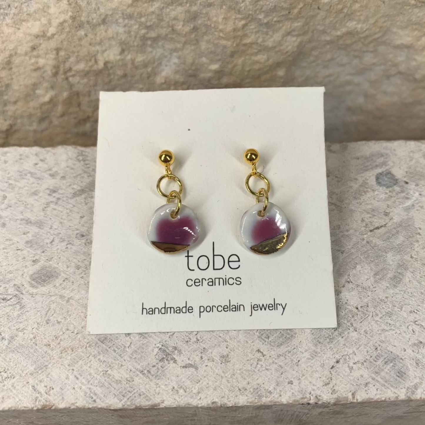 simplicity porcelain earrings dot round gold lilla