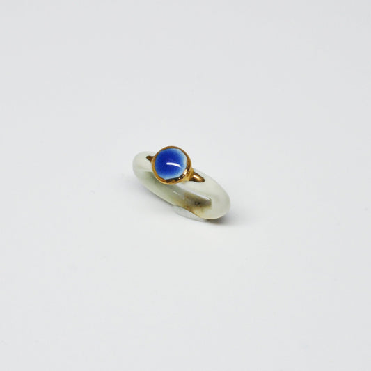 organic porcelain ring simplicity blue gold white