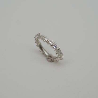 New Faith Unique Silver Ring With Five Zirconias, light violet, small beads