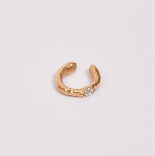 Organic Ear Cuff with stone - Perula Collection - gold-plated and handmade