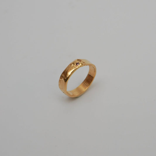 Unique Handmade Gold-Plated brass Band Ring With Two violet Stones