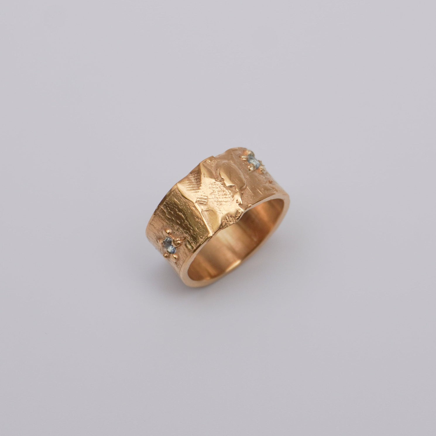 Unique Handmade Gold-plated ring with light blue zirconias - unique flower design