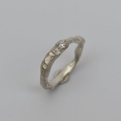 Unique Handmade Silver Ring with White Stone - Relitti - premium sterling silver