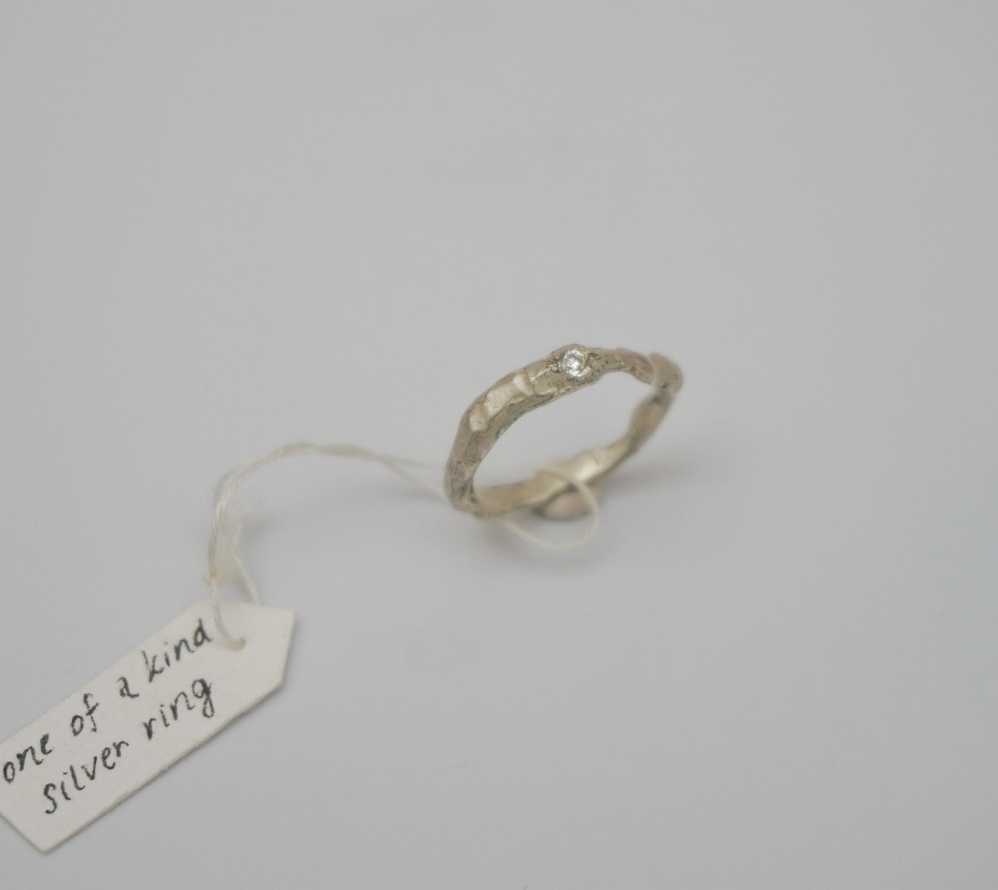 Unique Handmade Silver Ring with White Stone - Relitti - premium sterling silver