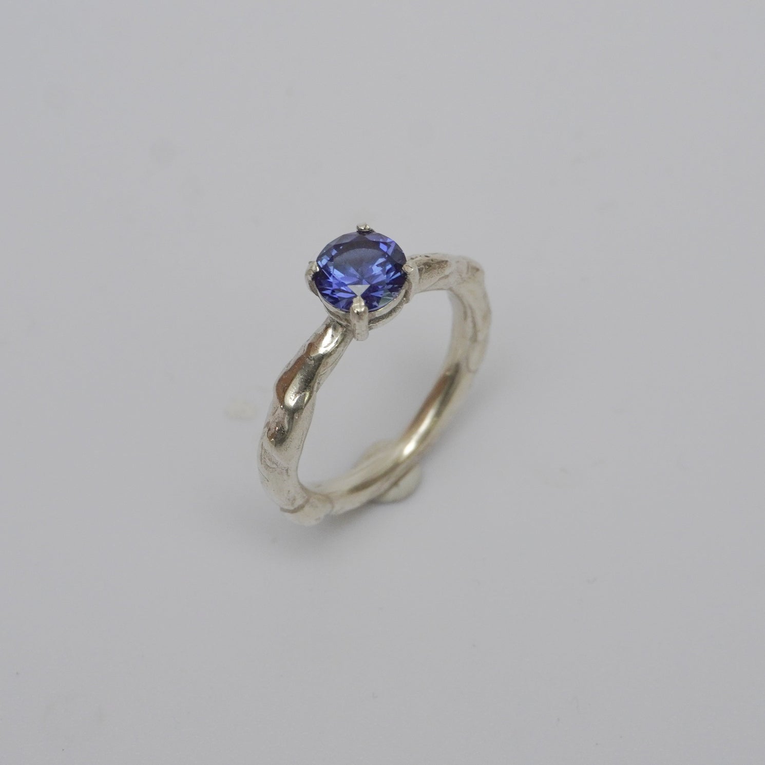 Unique Silver Ring With Blue Stone, organic-shaped