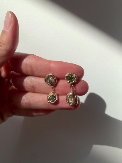 Gold earrings with natural Turmalines