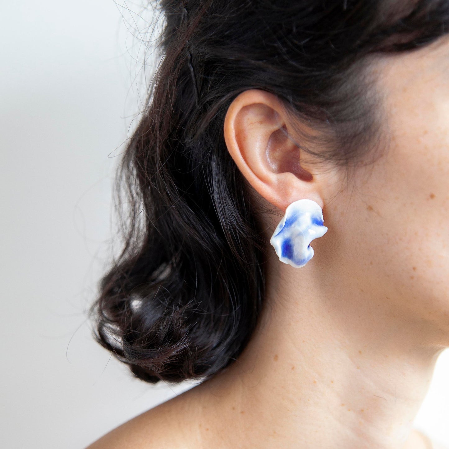 midnight calm resilience porcelain earring blue white