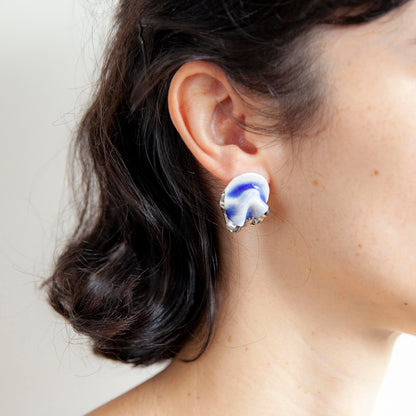 resilience midnight calm porcelain earring silver luster